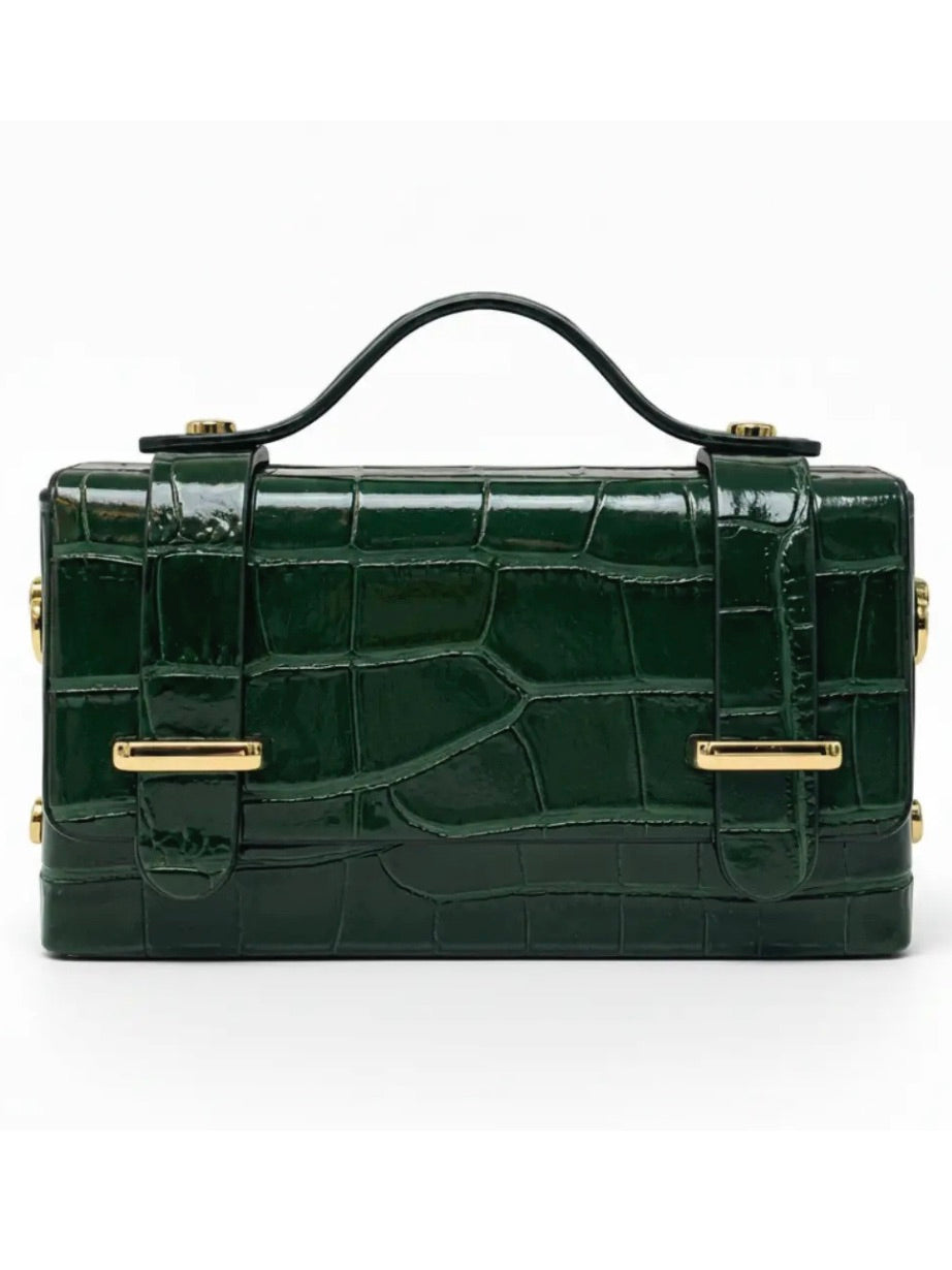 Croc Embossed Flap Satchel