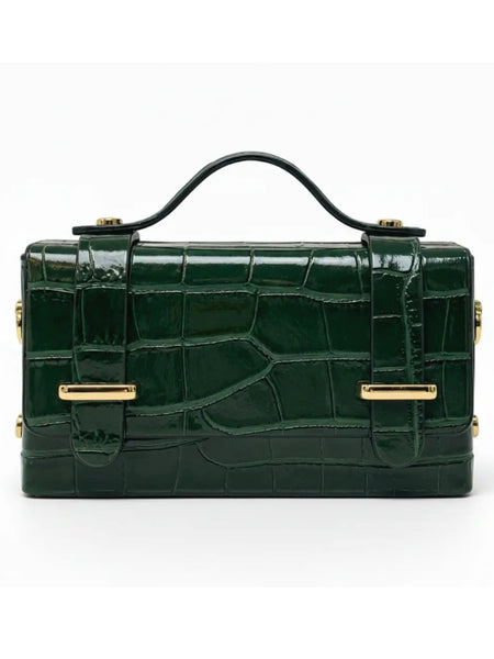 Croc Embossed Flap Satchel