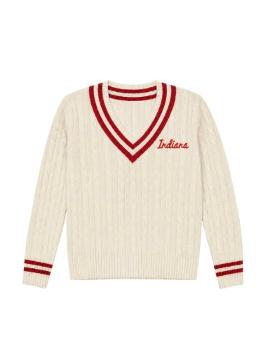 Indiana Cable Knit Tennis V-Neck Sweater