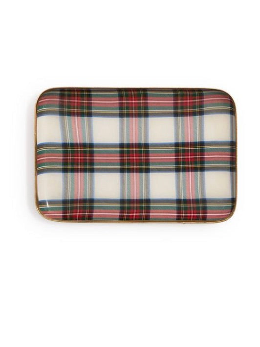 White Tartan Plaid Tray
