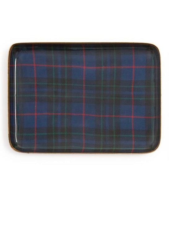 Navy Tartan Plaid Tray