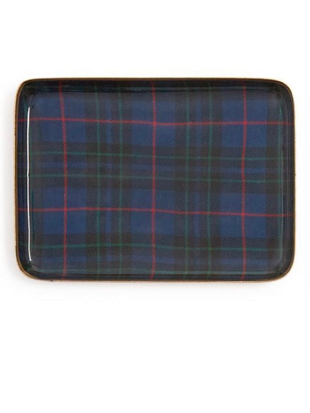 Navy Tartan Plaid Tray