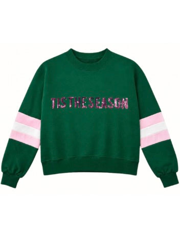 Tis The Season Sequins Stripe Crewneck Sweatshirt