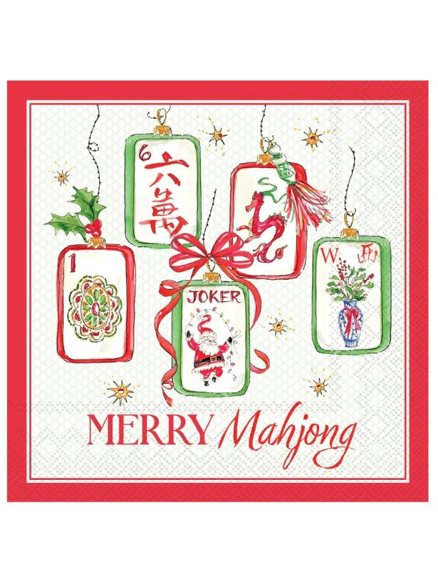 Merry Mahjong Paper Cocktail Napkin