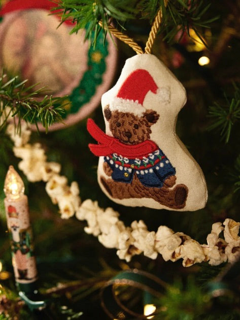 Beary Christmas Embroidered Ornament