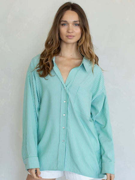 Double Stripe Open Collar Shirt