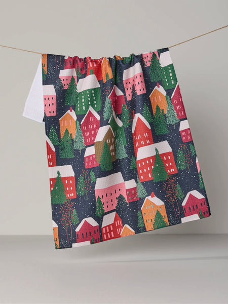Geometry Alpine Village Tea Towel