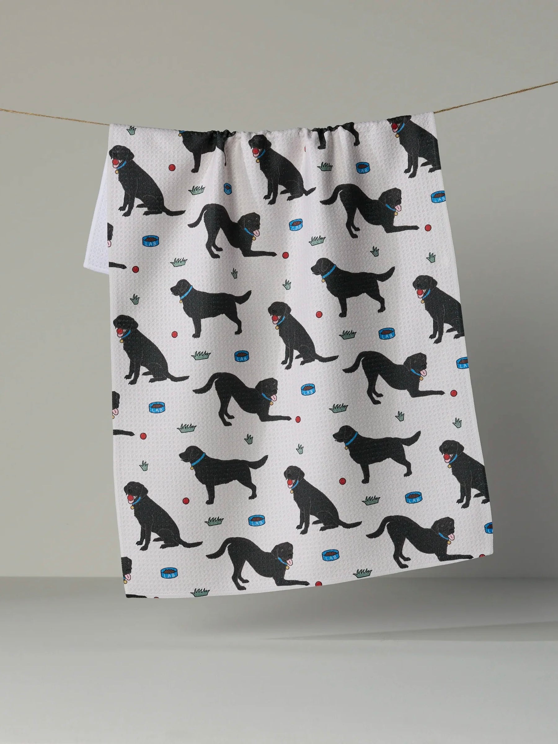 Geometry Black Lab Pals Tea Towel