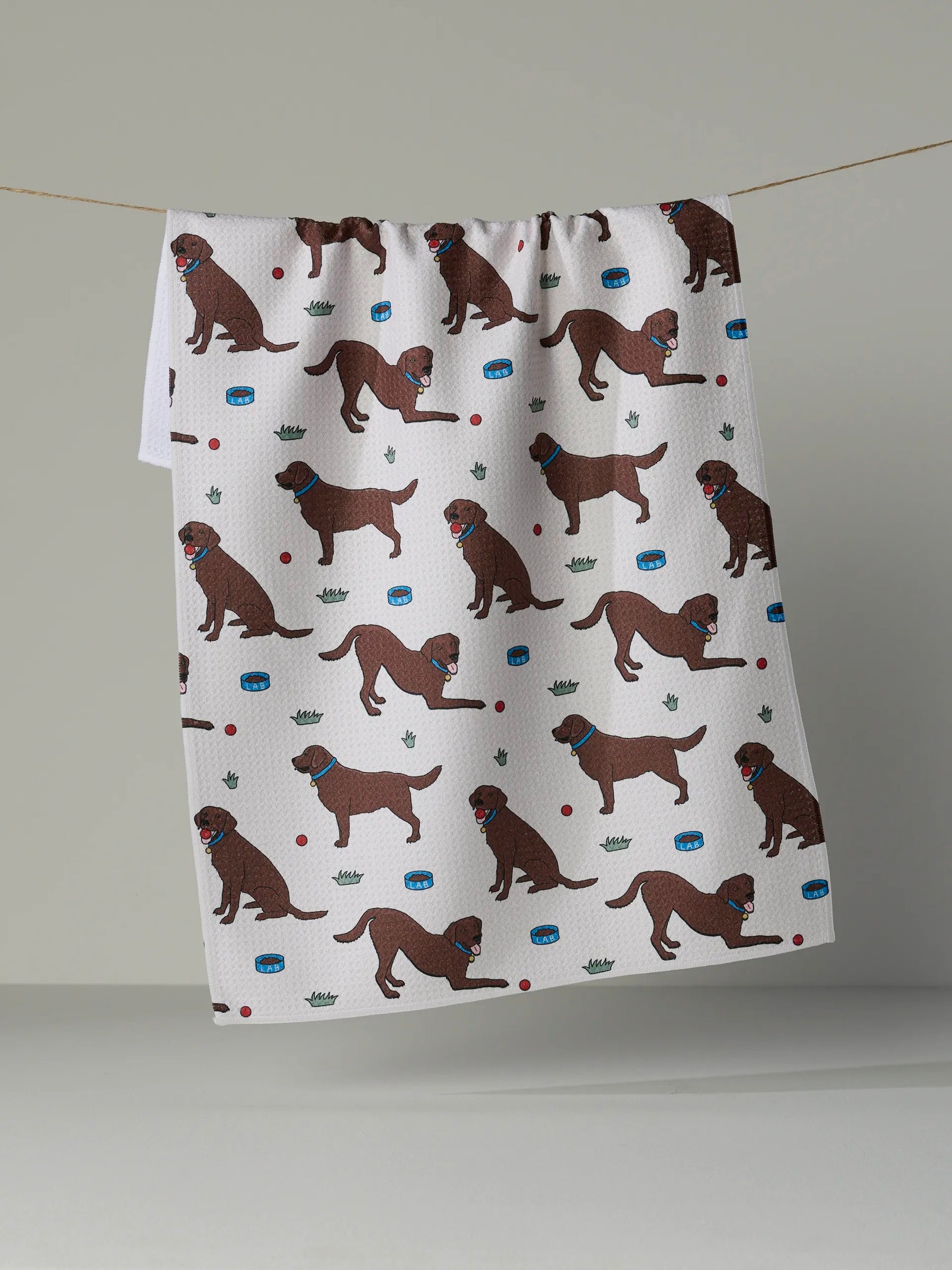 Geometry Chocolate Lab Pals Tea Towel