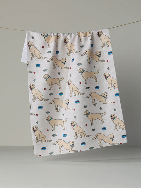 Geometry Yellow Lab Pals Tea Towel