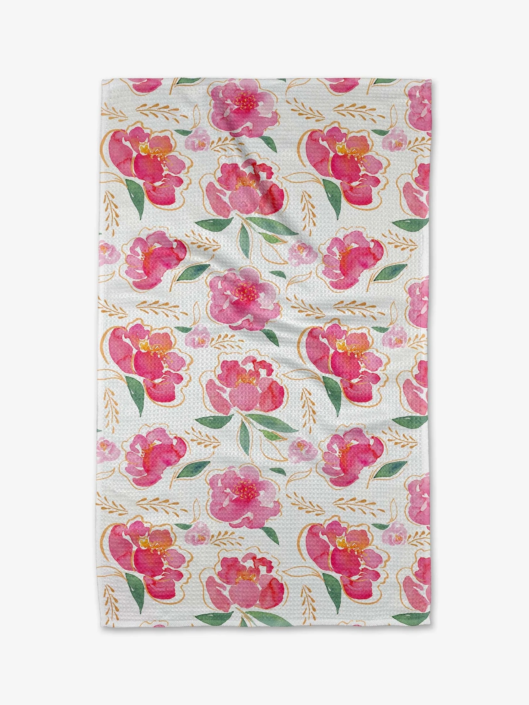 Geometry : Pink Peony Tea Towel
