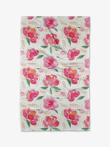 Geometry : Pink Peony Tea Towel