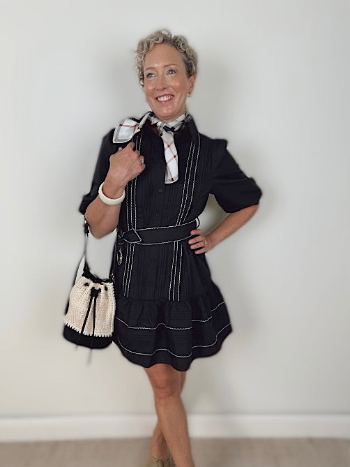 Patty Pintuck Fit & Flare Dress