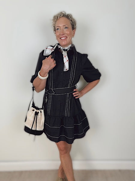 Patty Pintuck Fit & Flare Dress