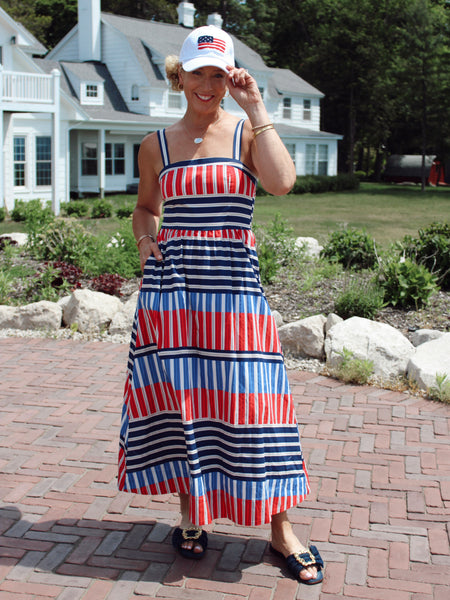 Colorblock Stripe Midi Dress