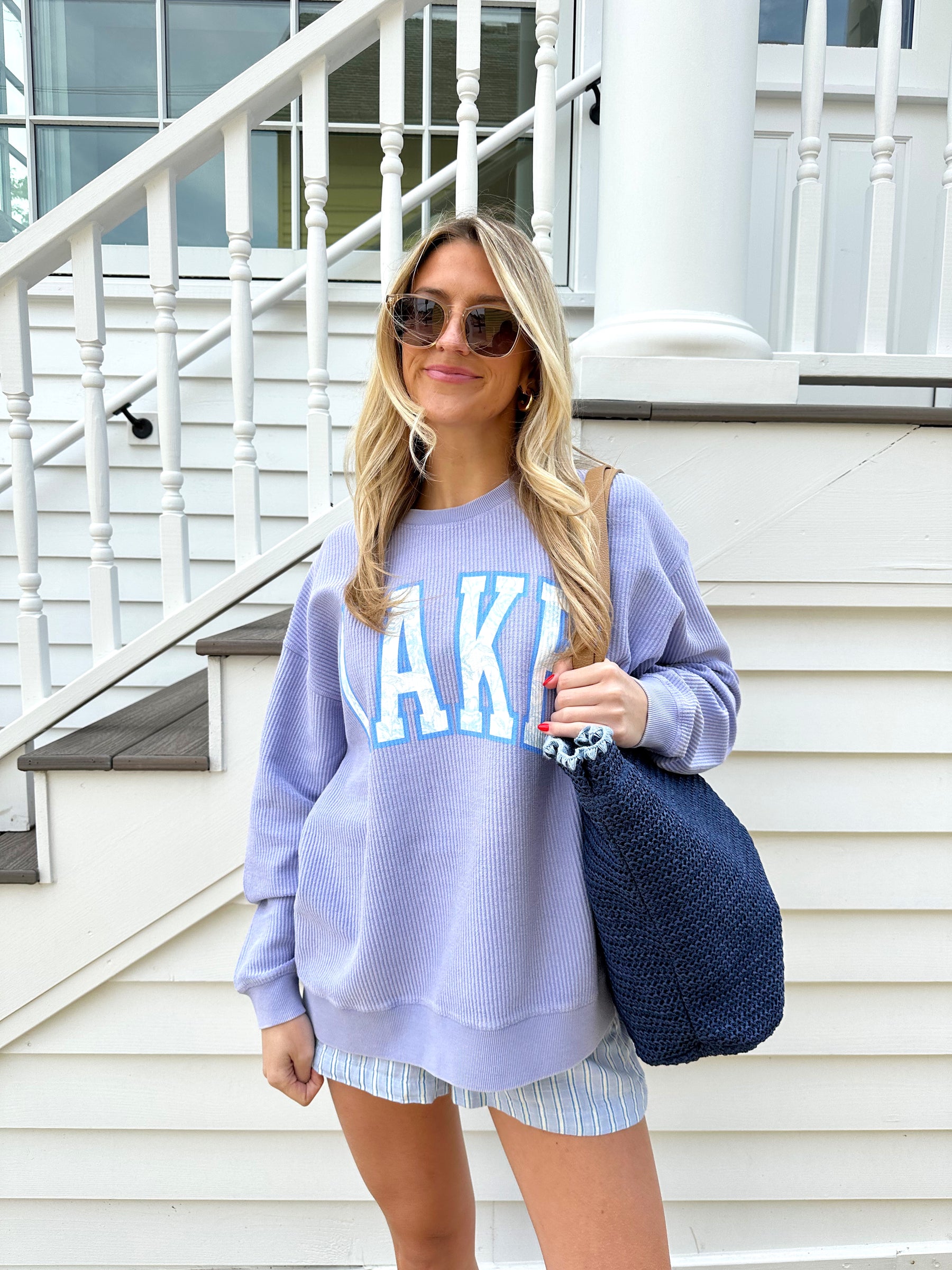 Lake Toile Corded Crew Sweatshirt
