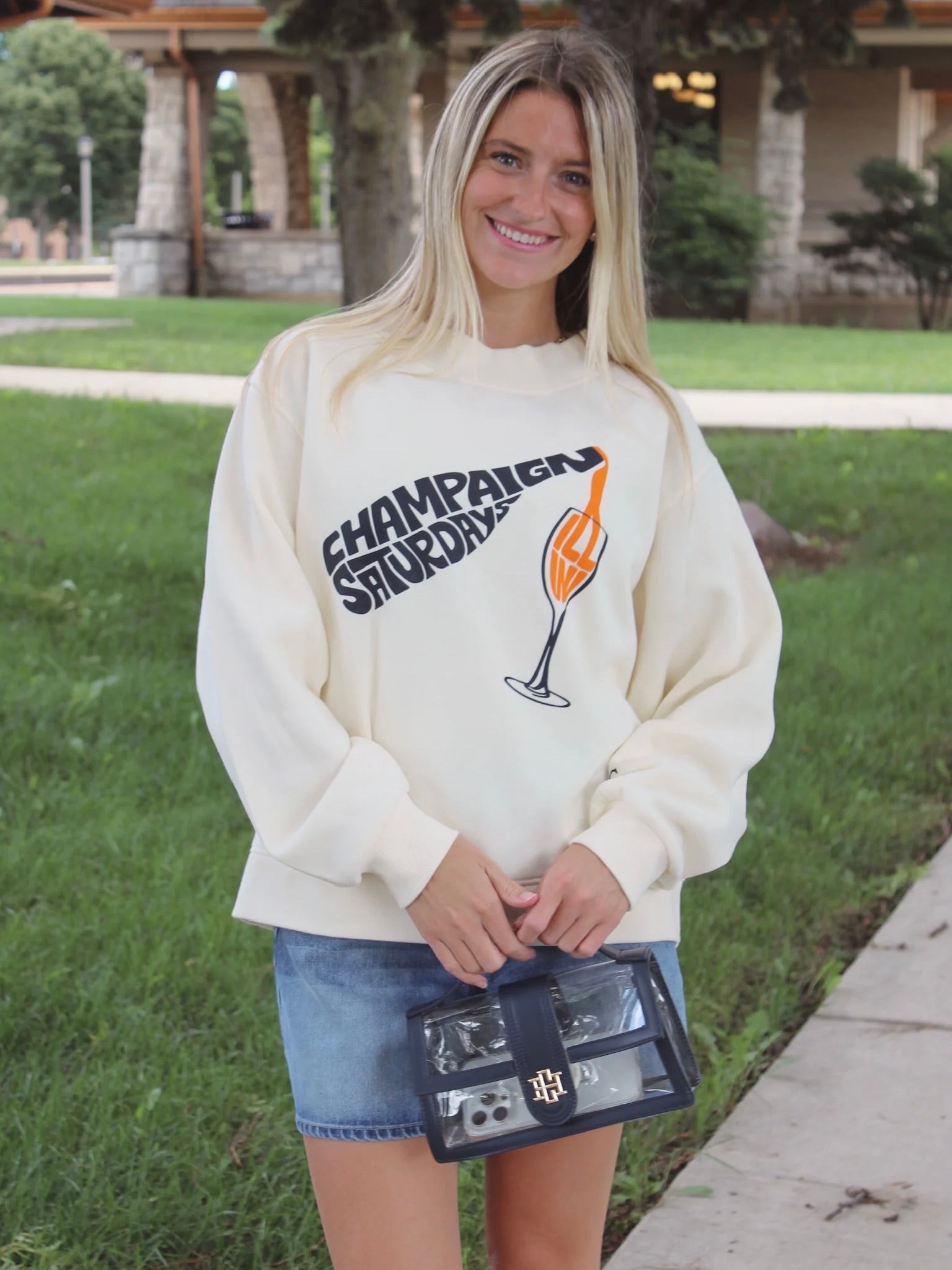 *PRE ORDER* Custom Champaign Saturdays Mockneck Sweatshirt - Natural