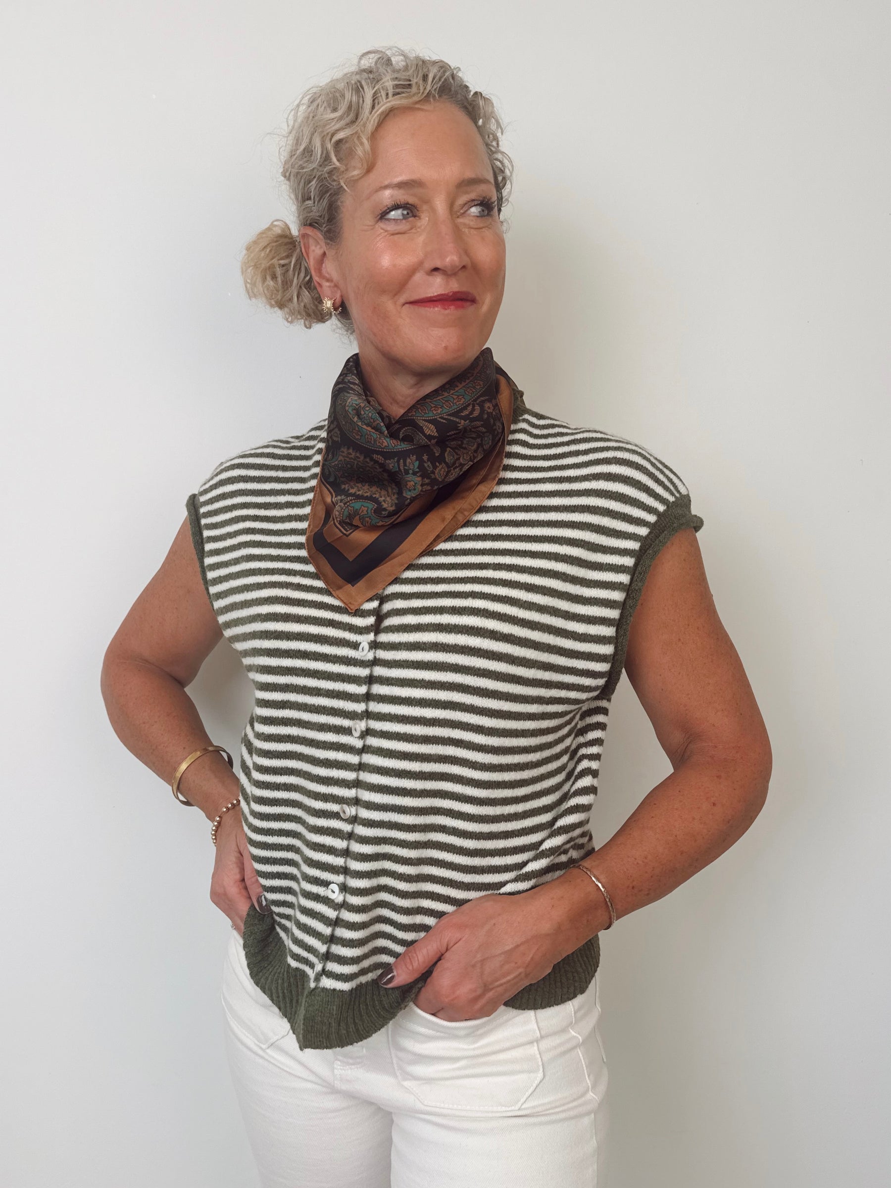 Button Down Stripe Vest