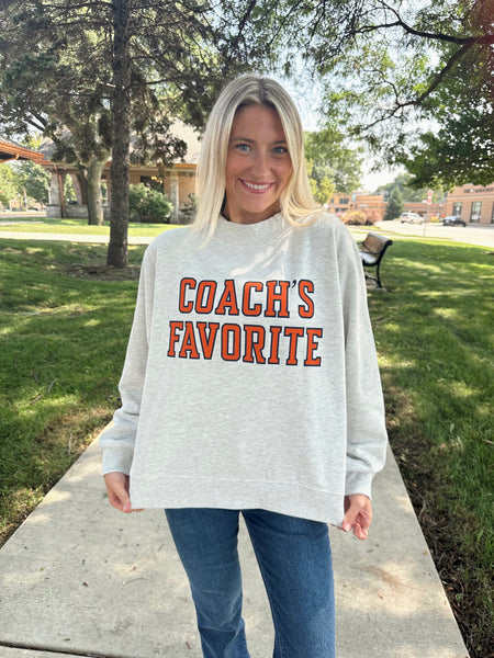 Custom Coach's Favorite Mockneck Sweatshirt - Orange/Navy