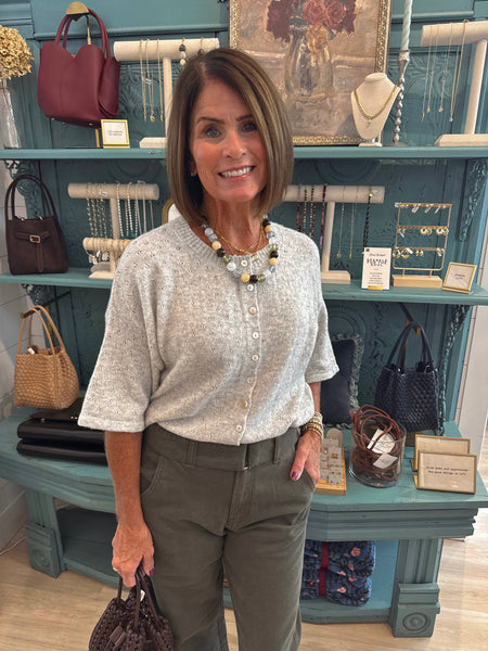 Pointelle Short Sleeve Cardigan