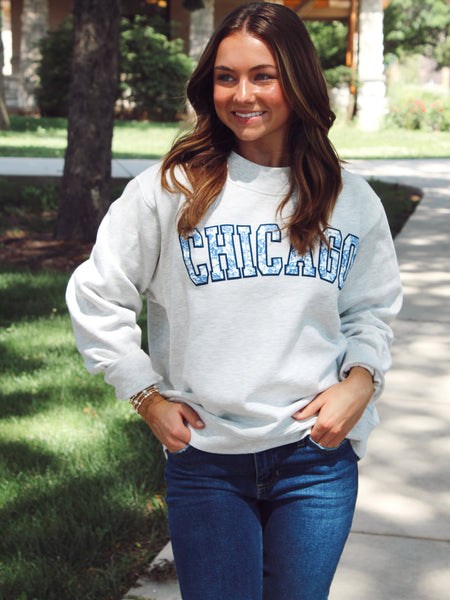 Chicago Spring Toile Mockneck Sweatshirt