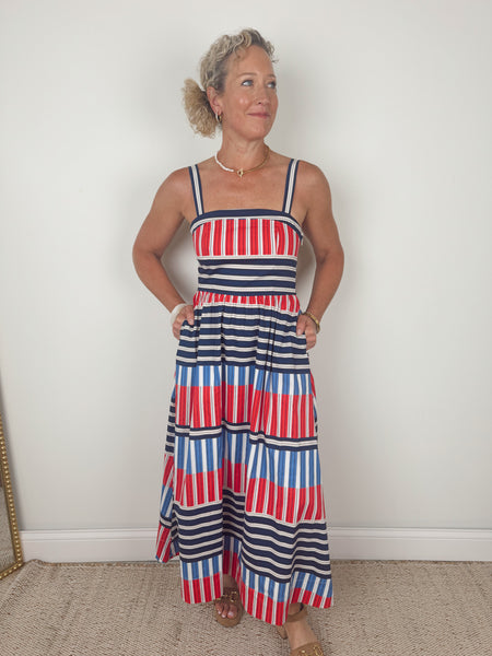 Colorblock Stripe Midi Dress