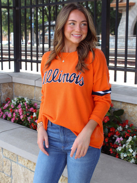 University of Illinois Script Varsity Sweater - Orange