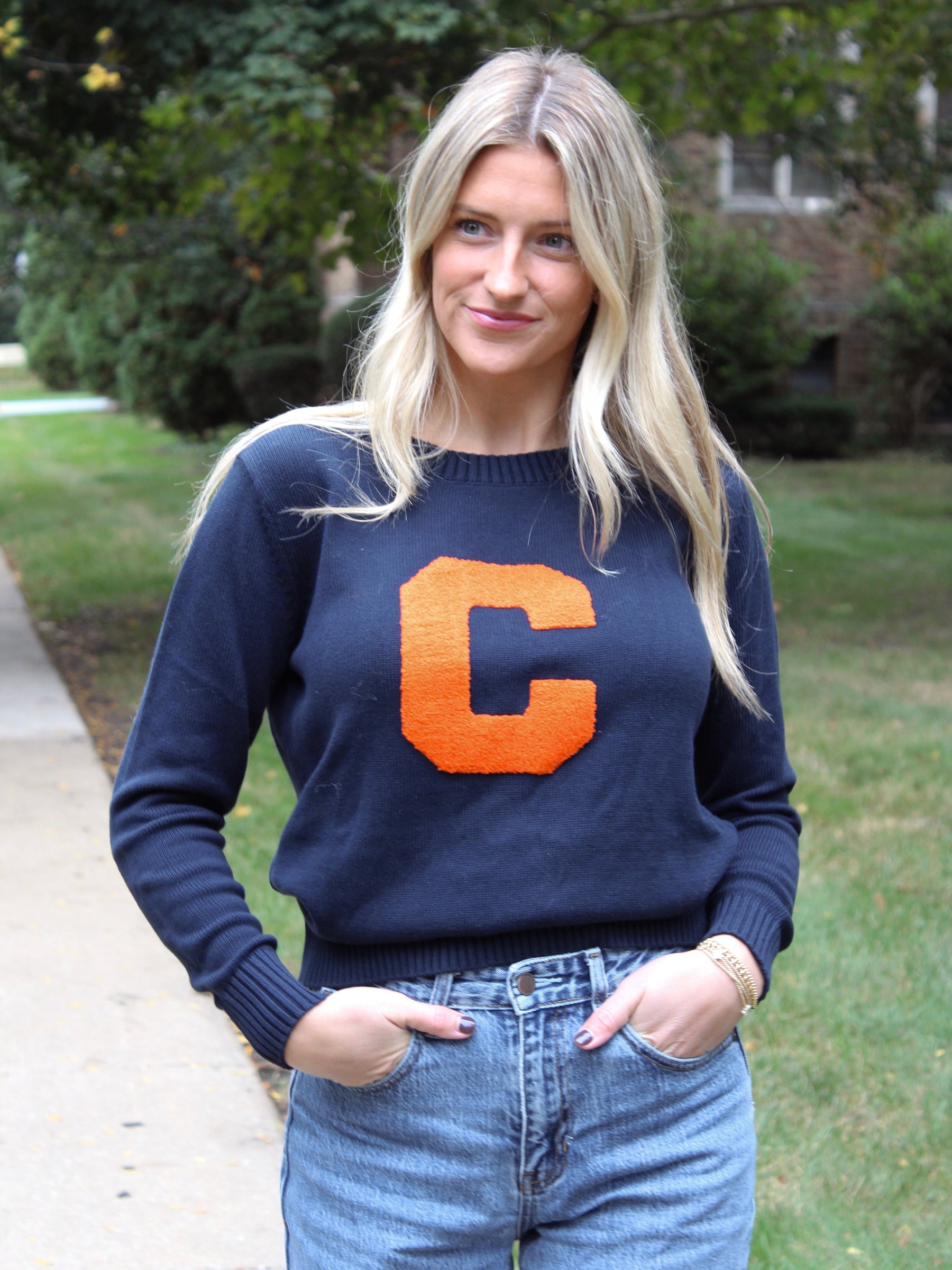 Chenille C Varsity Crewneck Sweater