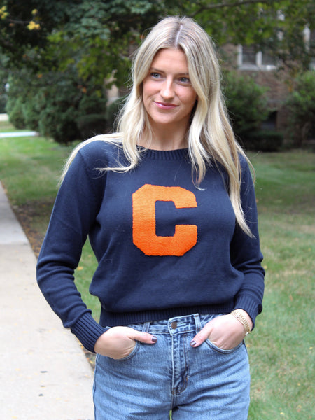 Chenille C Varsity Crewneck Sweater