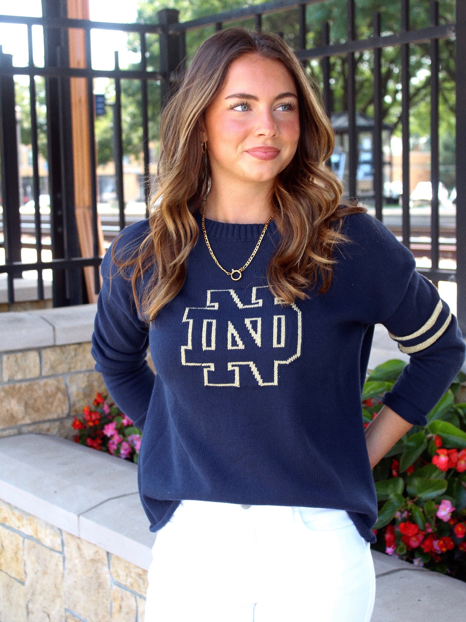 Notre Dame Shamrock Varsity Crewneck Sweater