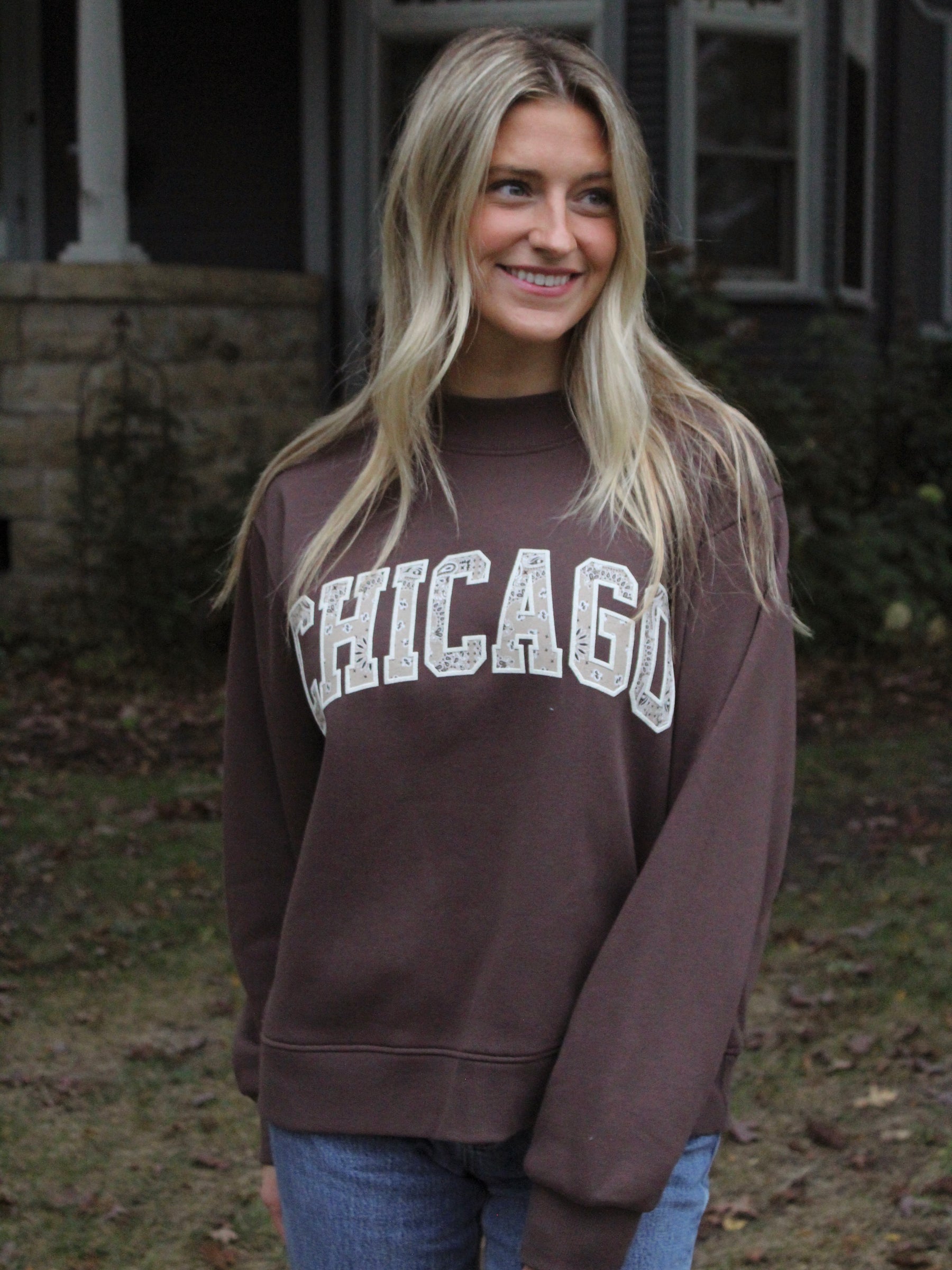 Chicago Bandana Puff Print Mockneck Sweatshirt