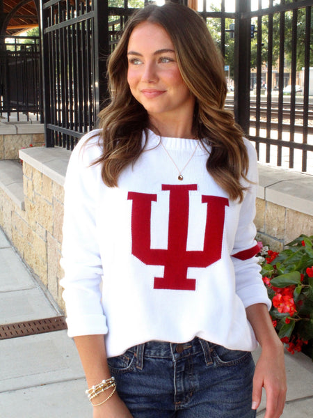 Indiana University Hoosiers Varsity Crewneck Sweater - White