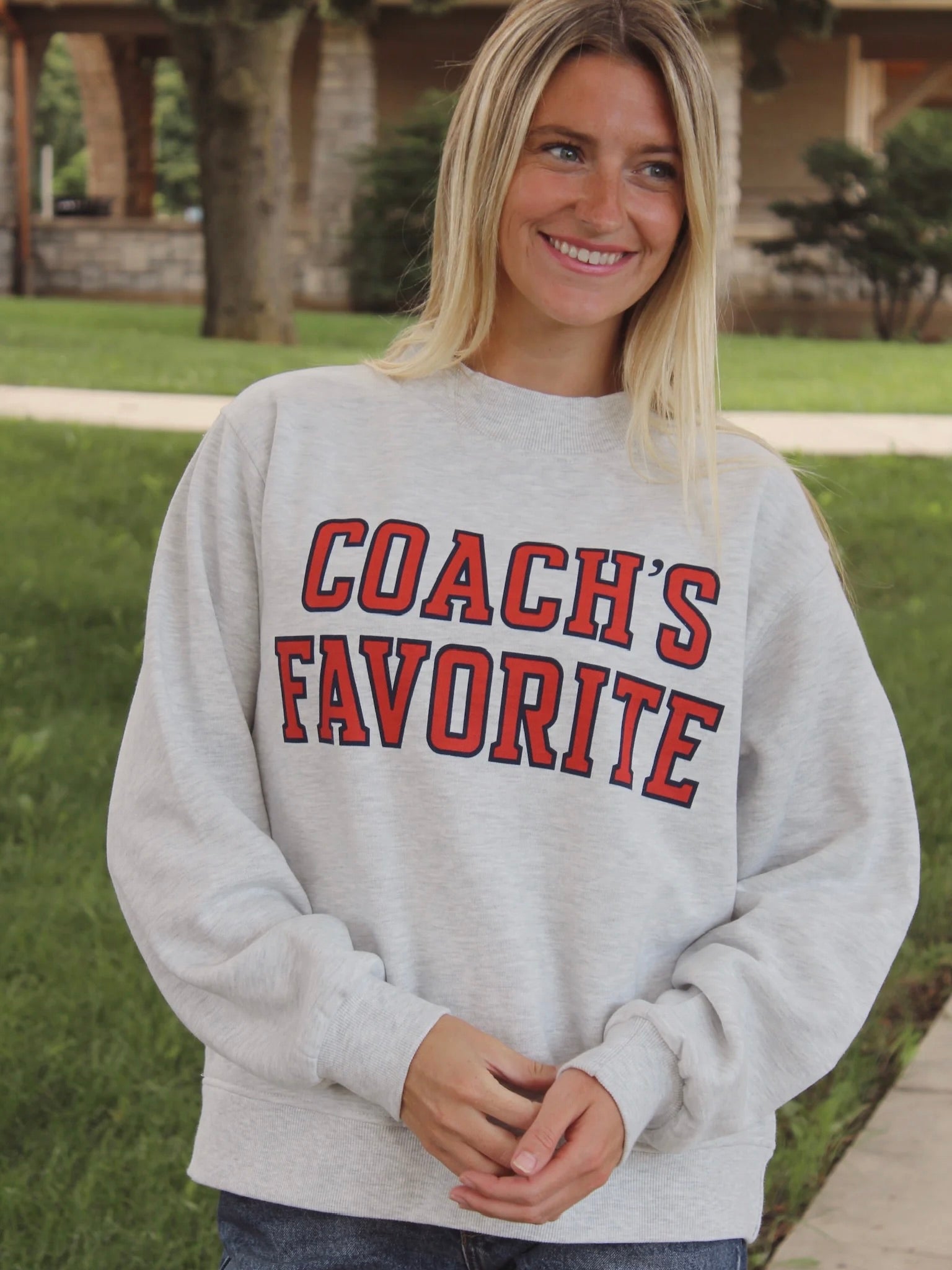 Custom Coach's Favorite Mockneck Sweatshirt - Red/Navy
