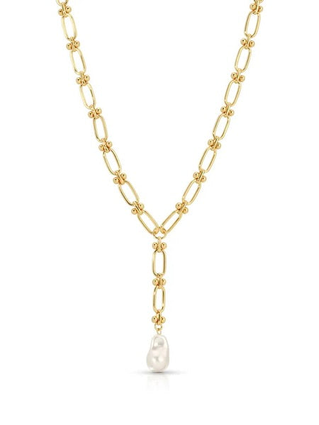 Leeada Chloe Maxi Pearl Lariat Necklace