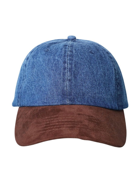 Brown Suede Visor Denim Baseball Cap