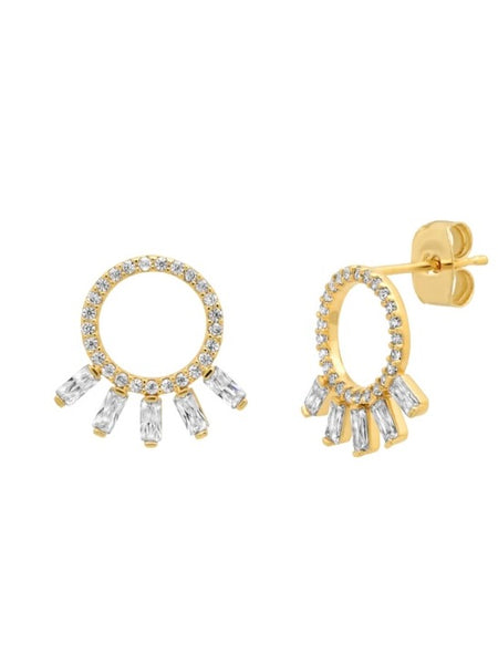 Open Circle Baguette Studs