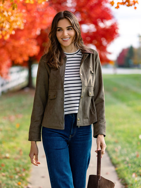 Maria Mixed Media Suede Jacket