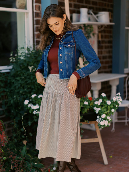 Sammy Striped Pintucked Skirt