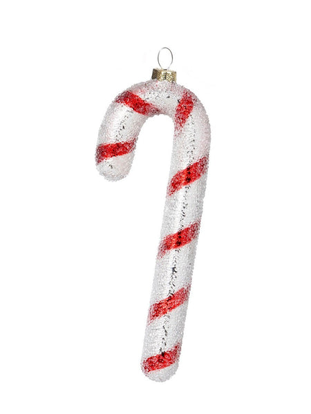 Glittered Glass Candy Cane Ornament