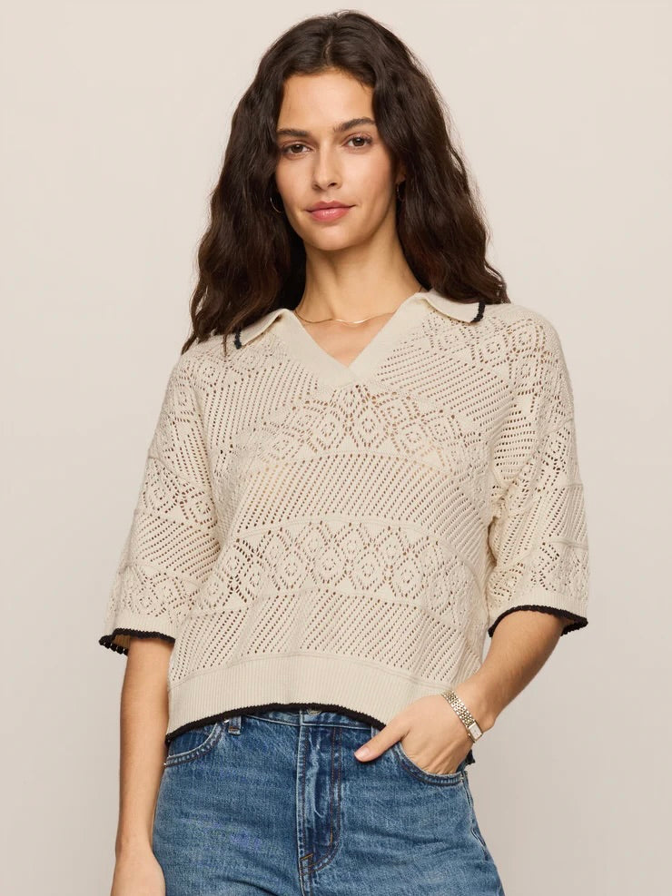 Z Supply Denman Crochet Polo Sweater