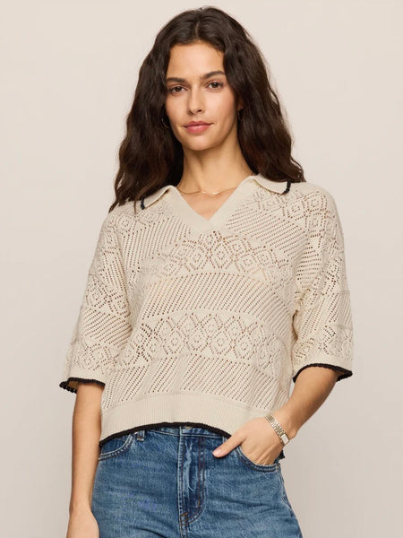 Z Supply Denman Crochet Polo Sweater