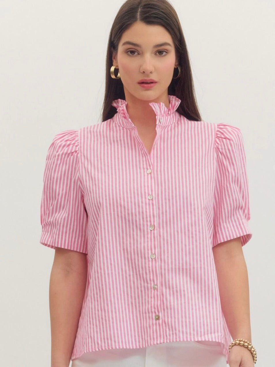 Patricia Pinstripe Puff Sleeve Top