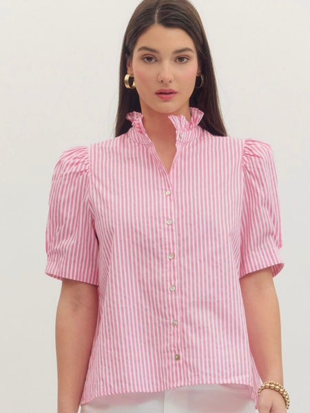 Patricia Pinstripe Puff Sleeve Top