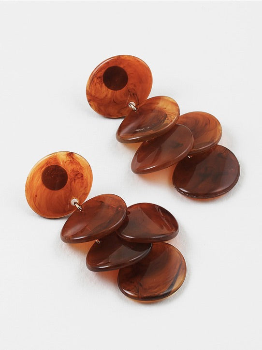 Tortoiseshell Disc Drop Earring