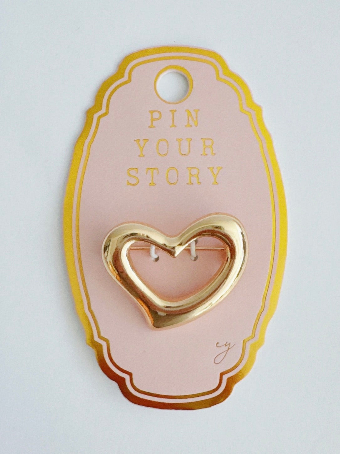 Golden Flow Heart Brooch Pin