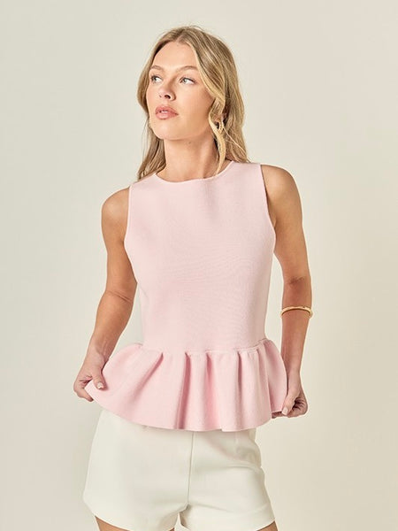 Peplum Sleeveless Knit Top