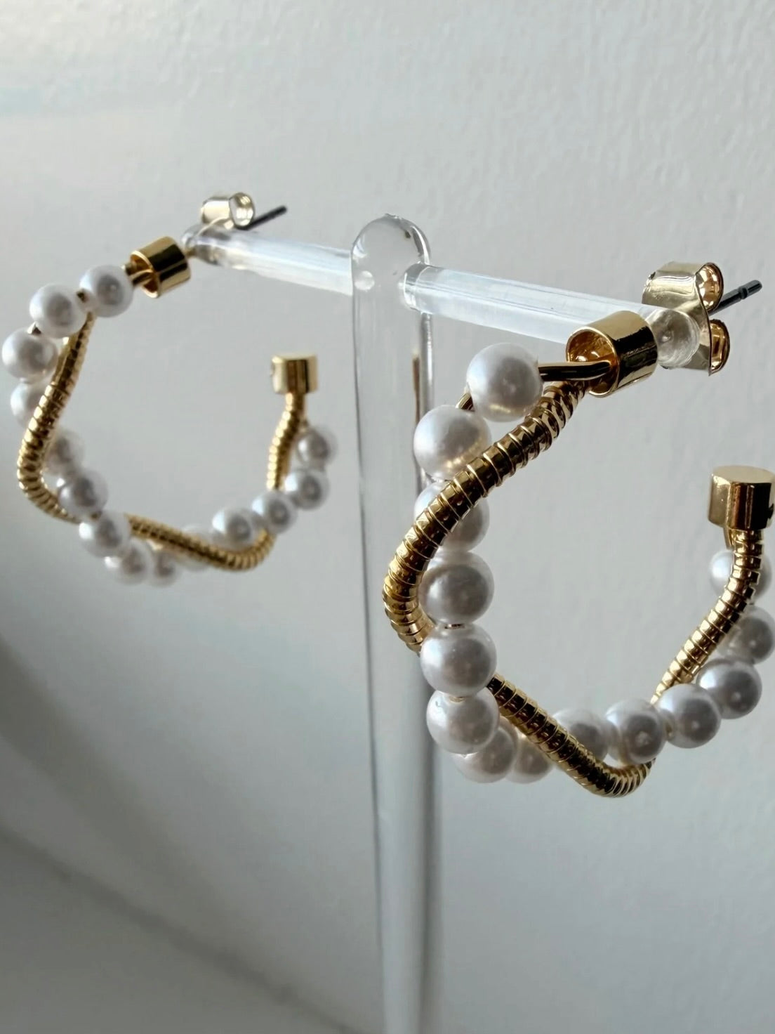 Pearl Twist Hoop Earrings