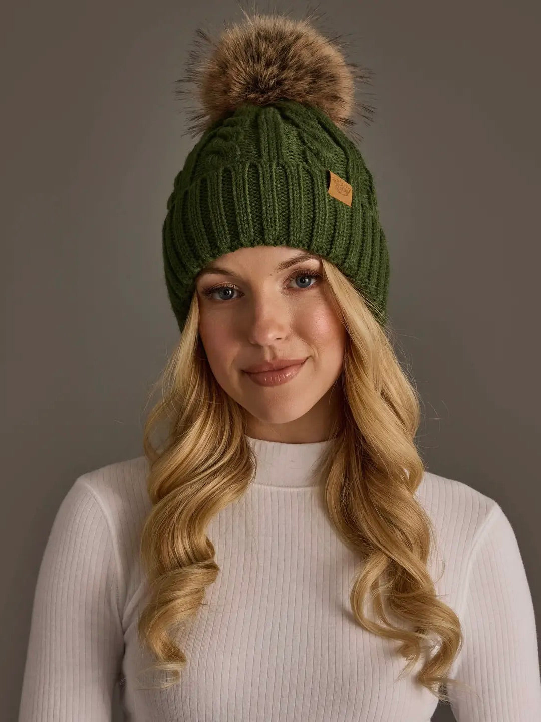 Cable Knit Pom Beanie