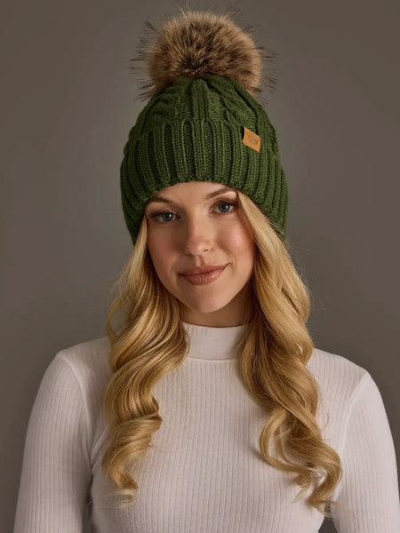 Cable Knit Pom Beanie
