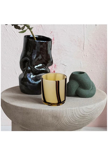 Glass Stripe Candle Holder